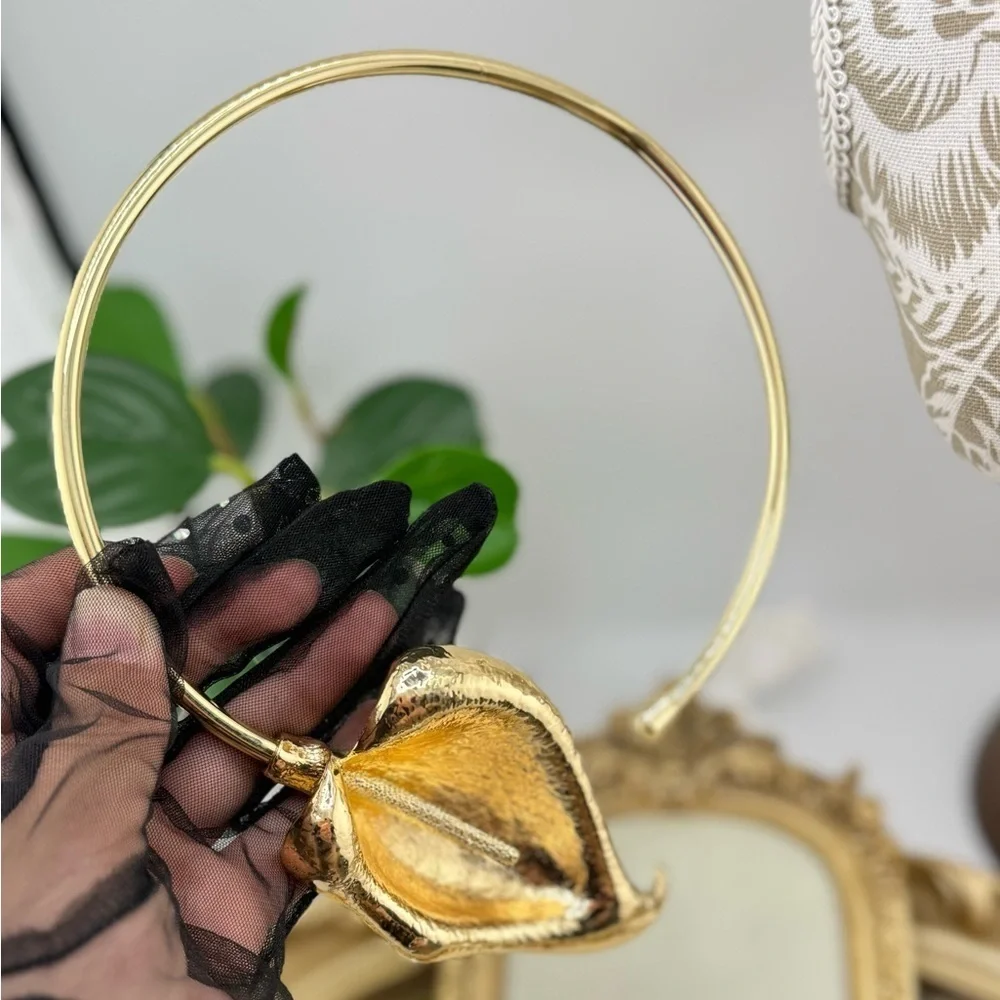 Zara Statement Gold Calla Lily Choker Necklace